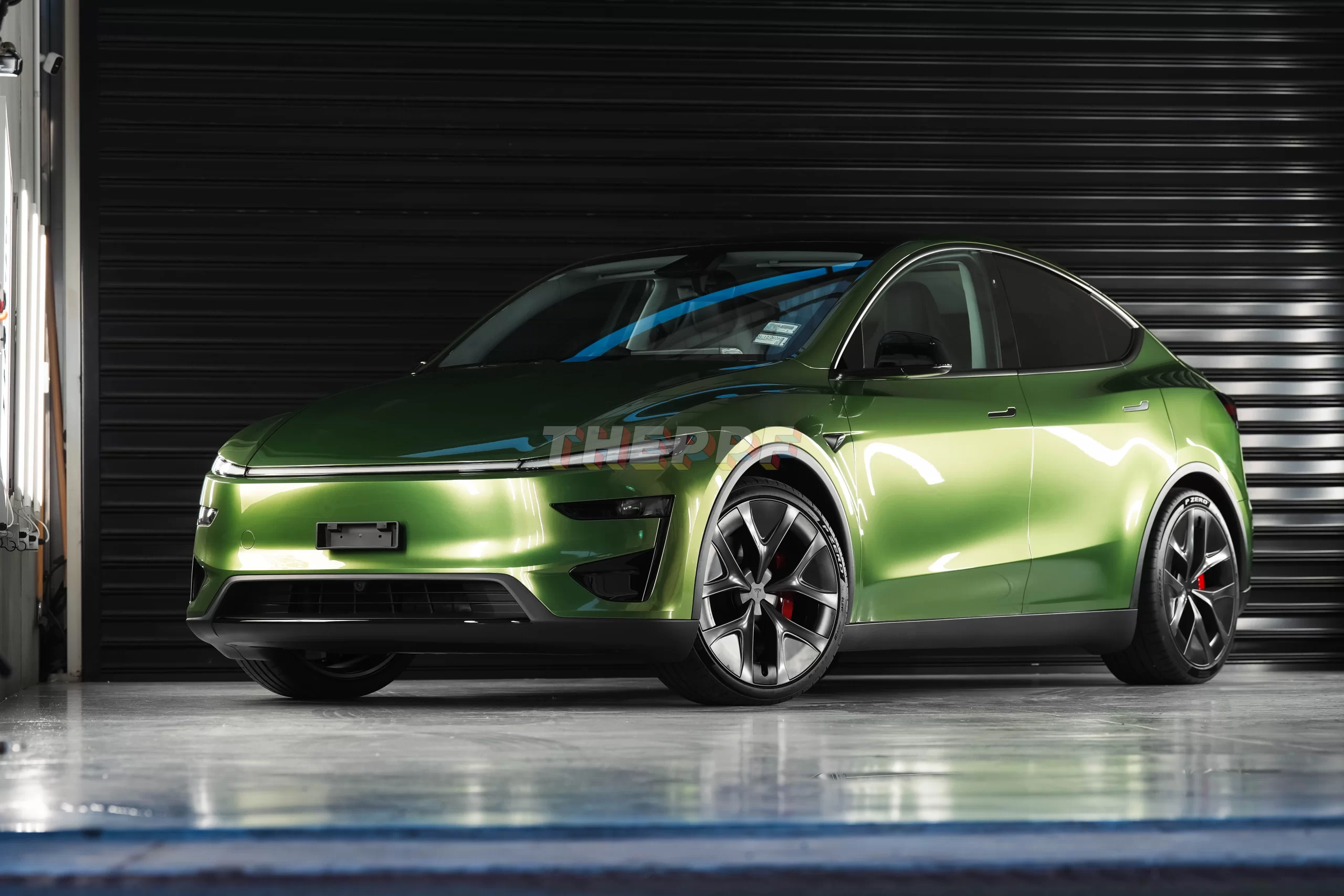 the-ppf-tesla-y-juniper-gswf-viper-green-metallic-color-paint-protection-film-wrap-auckland